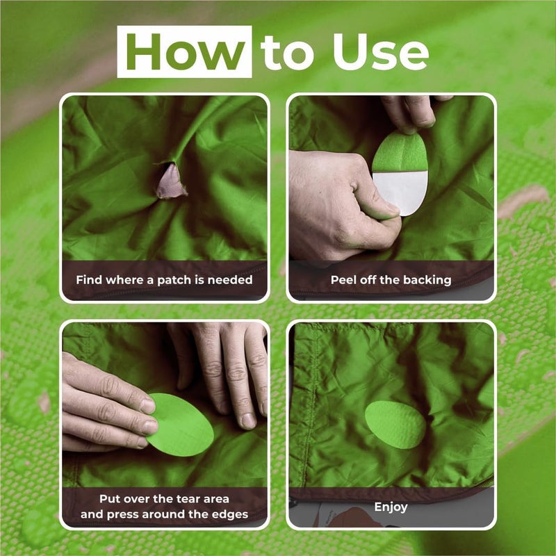 aZengear Repair Patches for Jackets, Tent, Shoe Toe, Air Mattress, Inflatables, PVC Gear - Waterproof, Self-Adhesive, Tear-Cold-Heat-Resistant, Down Puffer Coat (11 Pcs, Neon Green) - Image 2